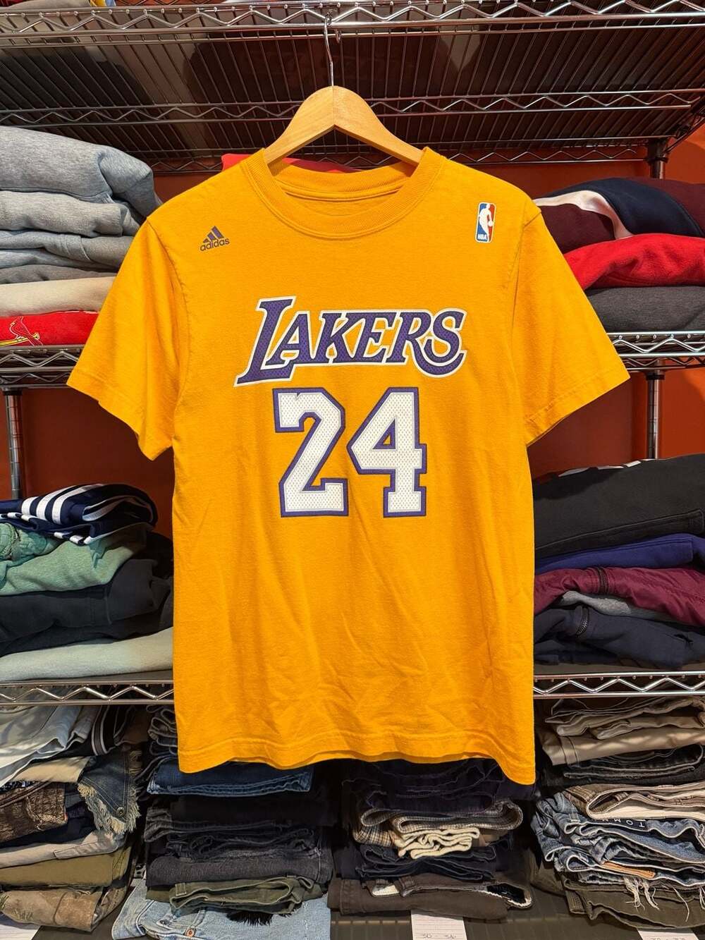 Adidas Kobe Bryant Lakers T-Shirt Mens Small Yellow Away Jersey T-Shirt